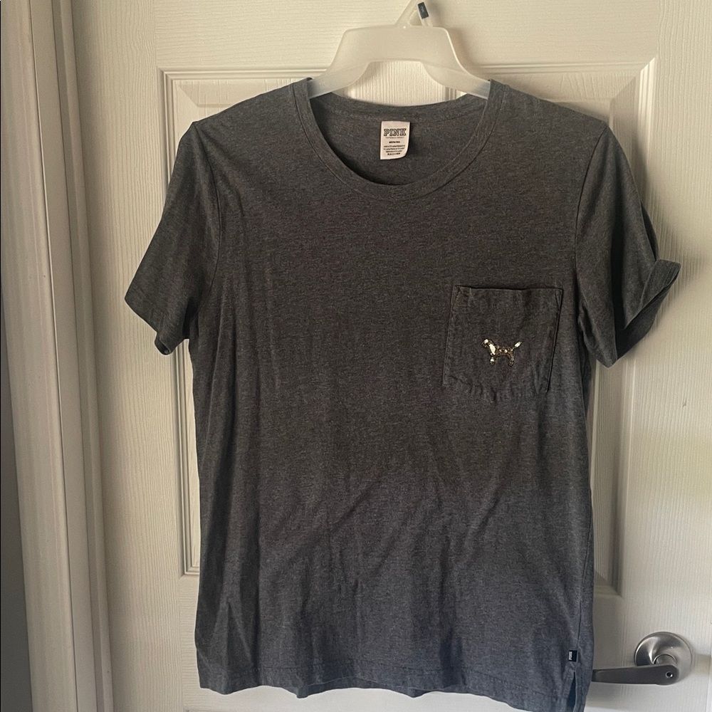 Gray PINK T-Shirt sequin size medium